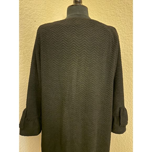 Chico's Scoop Neck Layered Ruffle Sleeves Black Dress Stretch - Sz 3 (XL/16) - Picture 7 of 16